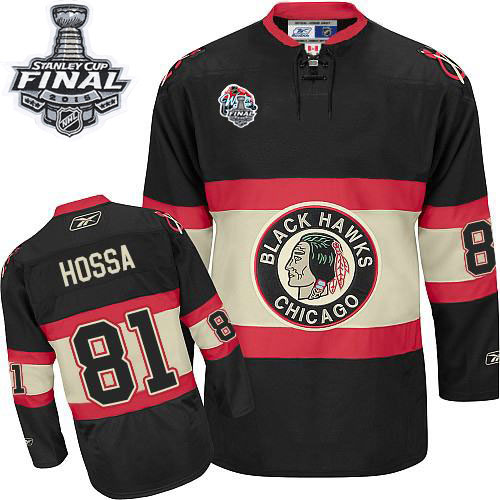 #81 Reebok Premier Marian Hossa Men's Black NHL Jersey - Chicago Blackhawks Winter Classic 2015 Stanley Cup