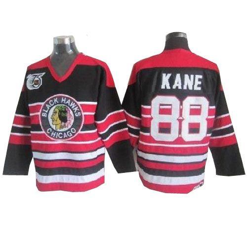 #88 CCM Premier Patrick Kane Men's Red/Black NHL Jersey - Chicago Blackhawks 75TH Throwback