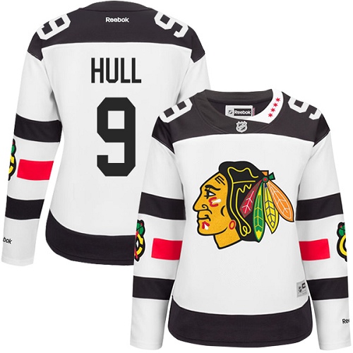 Women's Reebok Chicago Blackhawks #9 Bobby Hull Premier White 2016 Stadium Series NHL Jersey