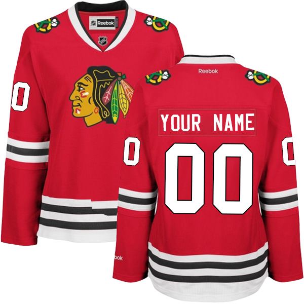 Reebok Authentic Women's Red NHL Jersey - Home Customized Chicago Blackhawks