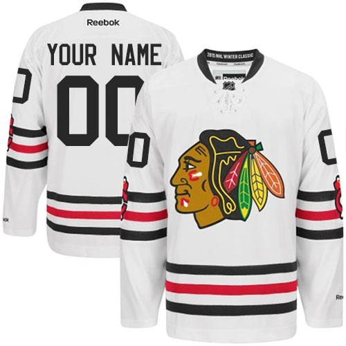 Reebok Authentic Men's White NHL Jersey - Customized Chicago Blackhawks 2015 Winter Classic