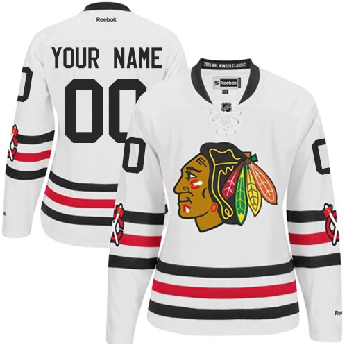 Reebok Authentic Women's White NHL Jersey - Customized Chicago Blackhawks 2015 Winter Classic