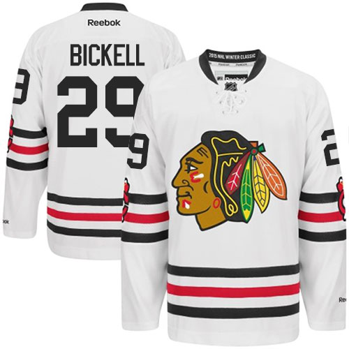 #29 Reebok Premier Bryan Bickell Men's White NHL Jersey - Chicago Blackhawks 2015 Winter Classic