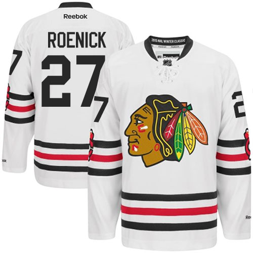 #27 Reebok Premier Jeremy Roenick Men's White NHL Jersey - Chicago Blackhawks 2015 Winter Classic