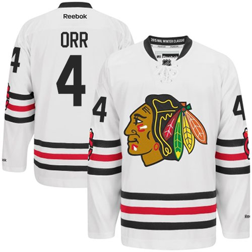 #4 Reebok Premier Bobby Orr Men's White NHL Jersey - Chicago Blackhawks 2015 Winter Classic