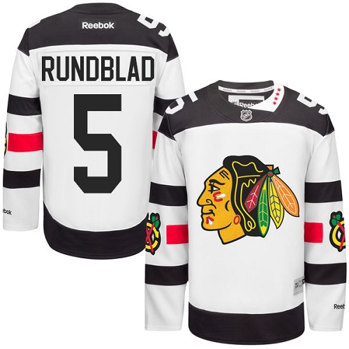 Men's Reebok Chicago Blackhawks #5 David Rundblad Premier White 2016 Stadium Series NHL Jersey