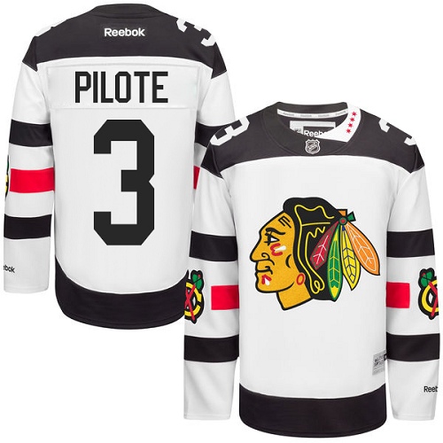 Men's Reebok Chicago Blackhawks #3 Pierre Pilote Authentic White 2016 Stadium Series NHL Jersey