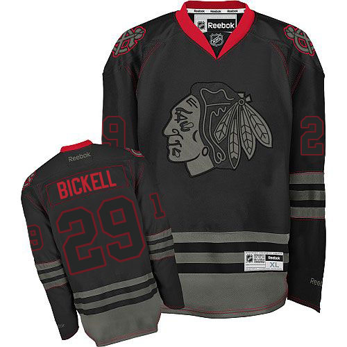 #29 Reebok Premier Bryan Bickell Men's Black Ice NHL Jersey - Chicago Blackhawks