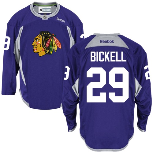 #29 Reebok Premier Bryan Bickell Men's Purple NHL Jersey - Chicago Blackhawks Practice