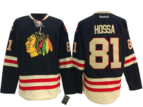 #81 Reebok Premier Marian Hossa Men's Black NHL Jersey - Chicago Blackhawks 2015 Winter Classic
