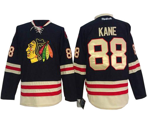 #88 Reebok Premier Patrick Kane Men's Black NHL Jersey - Chicago Blackhawks 2015 Winter Classic