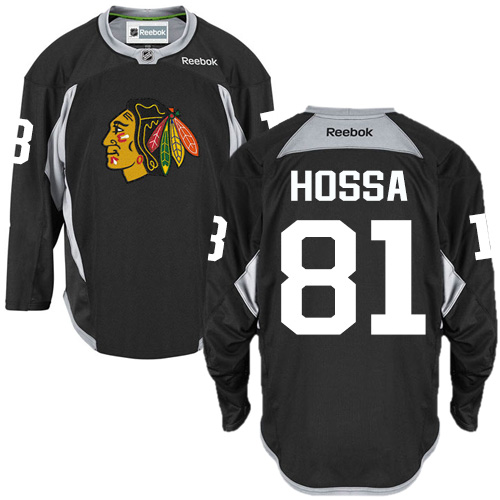 #81 Reebok Premier Marian Hossa Men's Black NHL Jersey - Chicago Blackhawks Practice