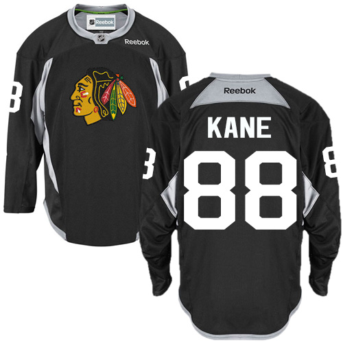 #88 Reebok Premier Patrick Kane Men's Black NHL Jersey - Chicago Blackhawks Practice