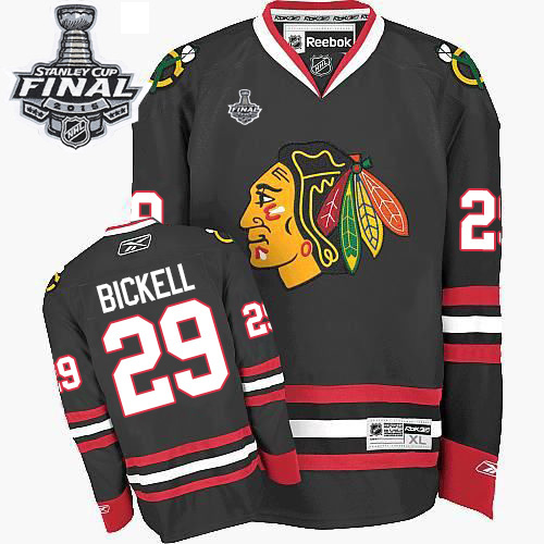 #29 Reebok Premier Bryan Bickell Men's Black NHL Jersey - Third Chicago Blackhawks 2015 Stanley Cup
