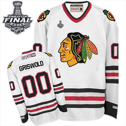 #00 CCM Premier Clark Griswold Men's White NHL Jersey - Chicago Blackhawks 2015 Stanley Cup Throwback