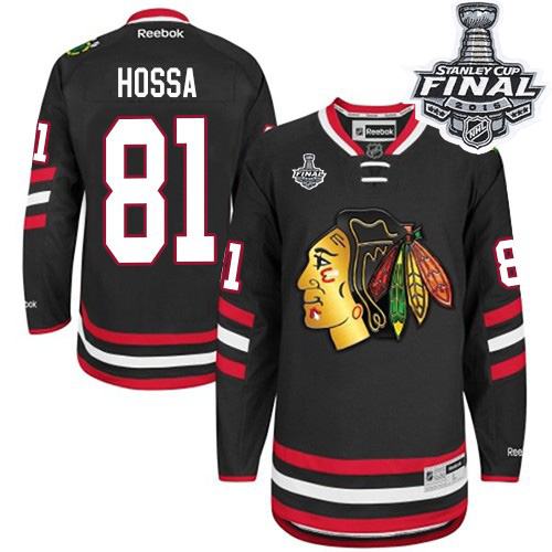 #81 Reebok Premier Marian Hossa Men's Black NHL Jersey - Chicago Blackhawks 2014 Stadium Series 2015 Stanley Cup