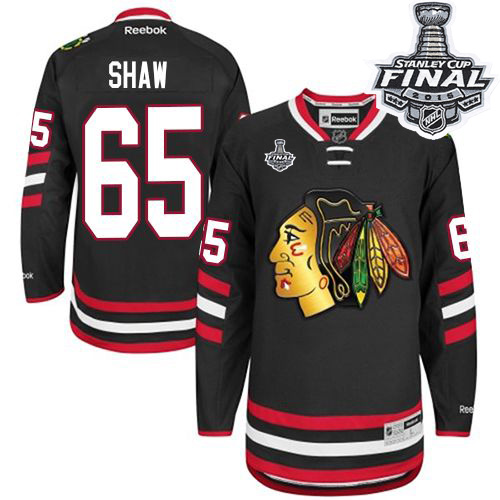 #65 Reebok Premier Andrew Shaw Men's Black NHL Jersey - Chicago Blackhawks 2014 Stadium Series 2015 Stanley Cup