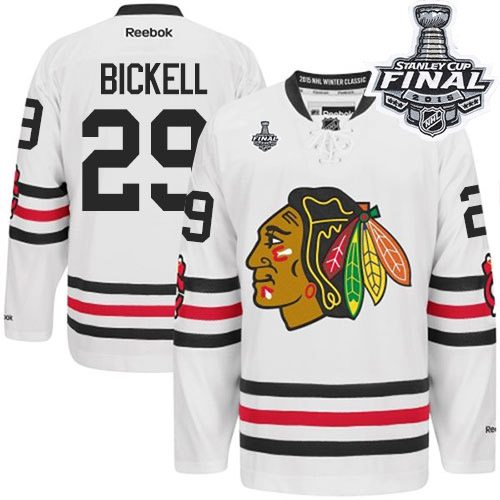 #29 Reebok Premier Bryan Bickell Men's White NHL Jersey - Chicago Blackhawks 2015 Winter Classic 2015 Stanley Cup