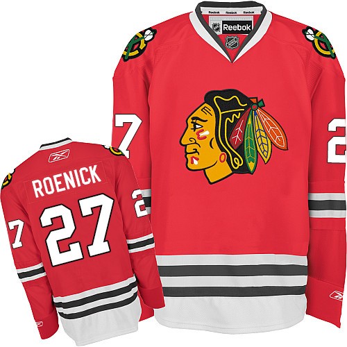 #27 Reebok Premier Jeremy Roenick Men's Red NHL Jersey - Home Chicago Blackhawks