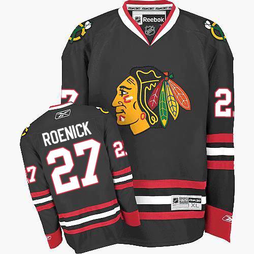 #27 Reebok Premier Jeremy Roenick Men's Black NHL Jersey - Third Chicago Blackhawks