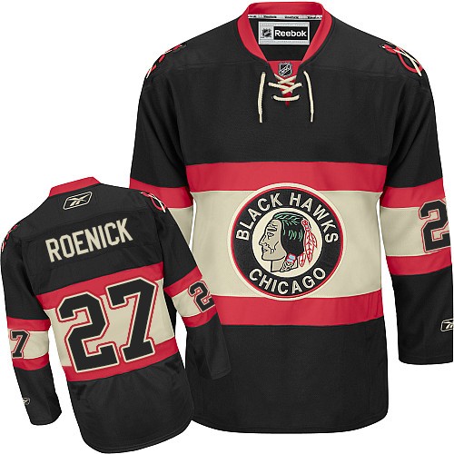 #27 Reebok Premier Jeremy Roenick Men's Black NHL Jersey - New Third Chicago Blackhawks