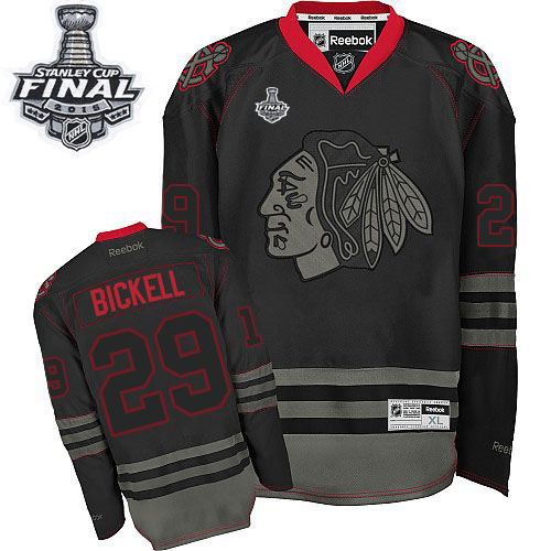 #29 Reebok Premier Bryan Bickell Men's Black Ice NHL Jersey - Chicago Blackhawks 2015 Stanley Cup