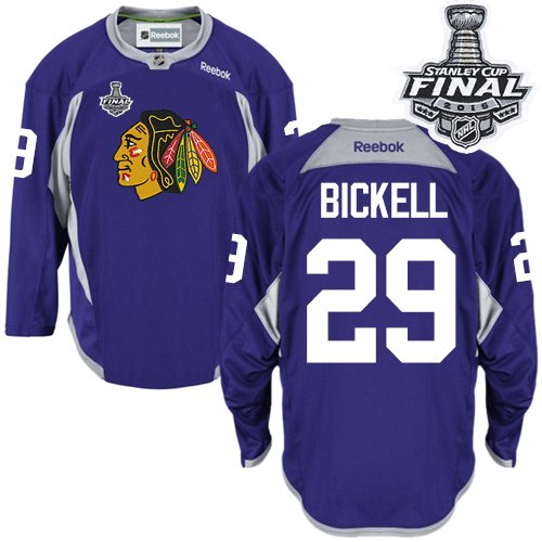 #29 Reebok Premier Bryan Bickell Men's Purple NHL Jersey - Chicago Blackhawks Practice 2015 Stanley Cup