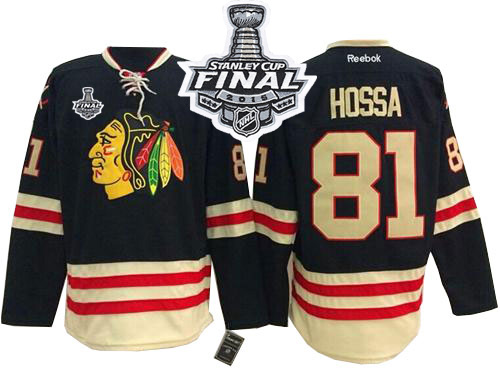 #81 Reebok Premier Marian Hossa Men's Black NHL Jersey - Chicago Blackhawks 2015 Winter Classic 2015 Stanley Cup