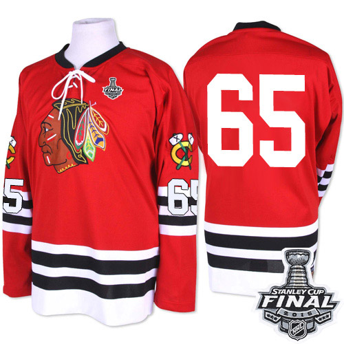 #65 Mitchell and Ness Premier Andrew Shaw Men's Red NHL Jersey - Chicago Blackhawks 2015 Stanley Cup 1960-61 Throwback