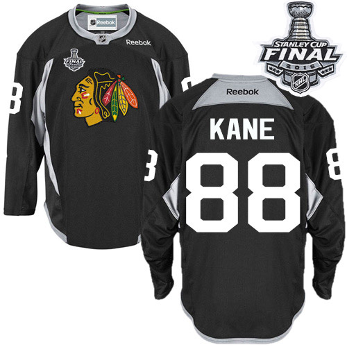 #88 Reebok Premier Patrick Kane Men's Black NHL Jersey - Chicago Blackhawks Practice 2015 Stanley Cup