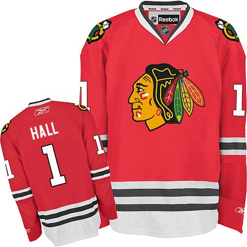 #1 Reebok Premier Glenn Hall Men's Red NHL Jersey - Home Chicago Blackhawks