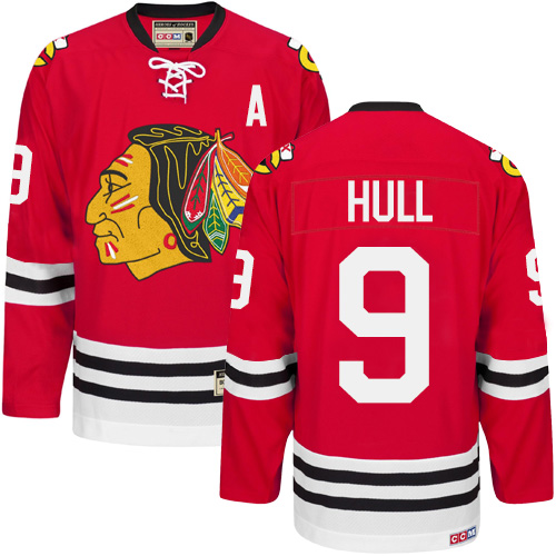 #9 CCM Premier Bobby Hull Men's Red NHL Jersey - Chicago Blackhawks New Throwback