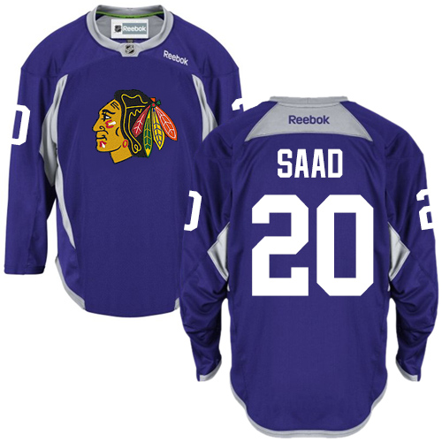 #20 Reebok Premier Brandon Saad Men's Purple NHL Jersey - Chicago Blackhawks Practice