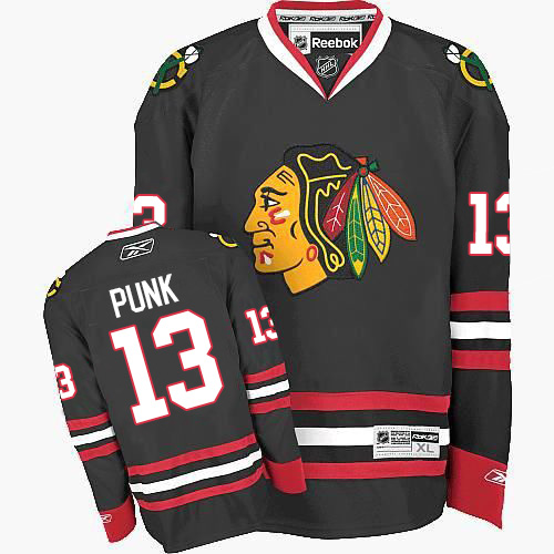 #13 Reebok Authentic CM Punk Youth Black NHL Jersey - Third Chicago Blackhawks