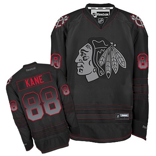 #88 Reebok Premier Patrick Kane Men's Black NHL Jersey - Chicago Blackhawks Accelerator