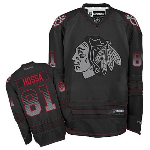 #81 Reebok Premier Marian Hossa Men's Black NHL Jersey - Chicago Blackhawks Accelerator