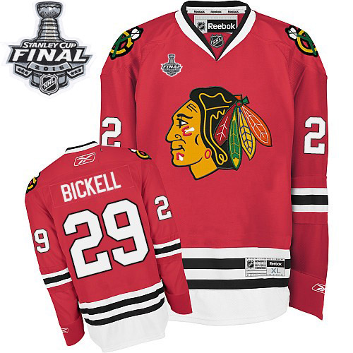 #29 Reebok Premier Bryan Bickell Men's Red NHL Jersey - Home Chicago Blackhawks 2015 Stanley Cup