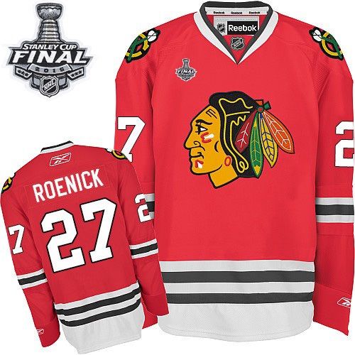 #27 Reebok Premier Jeremy Roenick Men's Red NHL Jersey - Home Chicago Blackhawks 2015 Stanley Cup