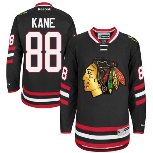 #88 Reebok Premier Patrick Kane Men's Black NHL Jersey - Chicago Blackhawks 2014 Stadium Series