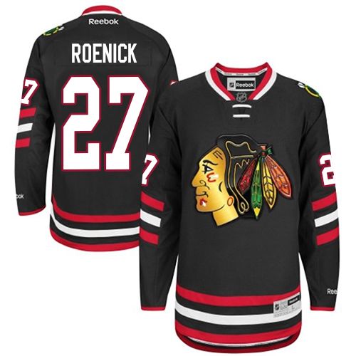 #27 Reebok Premier Jeremy Roenick Men's Black NHL Jersey - Chicago Blackhawks 2014 Stadium Series