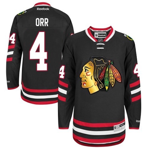 #4 Reebok Authentic Bobby Orr Men's Black NHL Jersey - Chicago Blackhawks 2014 Stadium Series