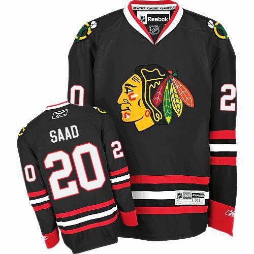 #20 Reebok Premier Brandon Saad Youth Black NHL Jersey - Third Chicago Blackhawks