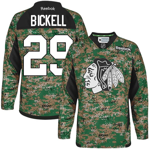 #29 Reebok Premier Bryan Bickell Men's Camo NHL Jersey - Chicago Blackhawks Veterans Day Practice